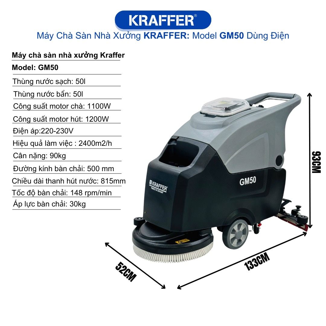 Máy Chà Sàn Nhà Xưởng Kraffer GM50