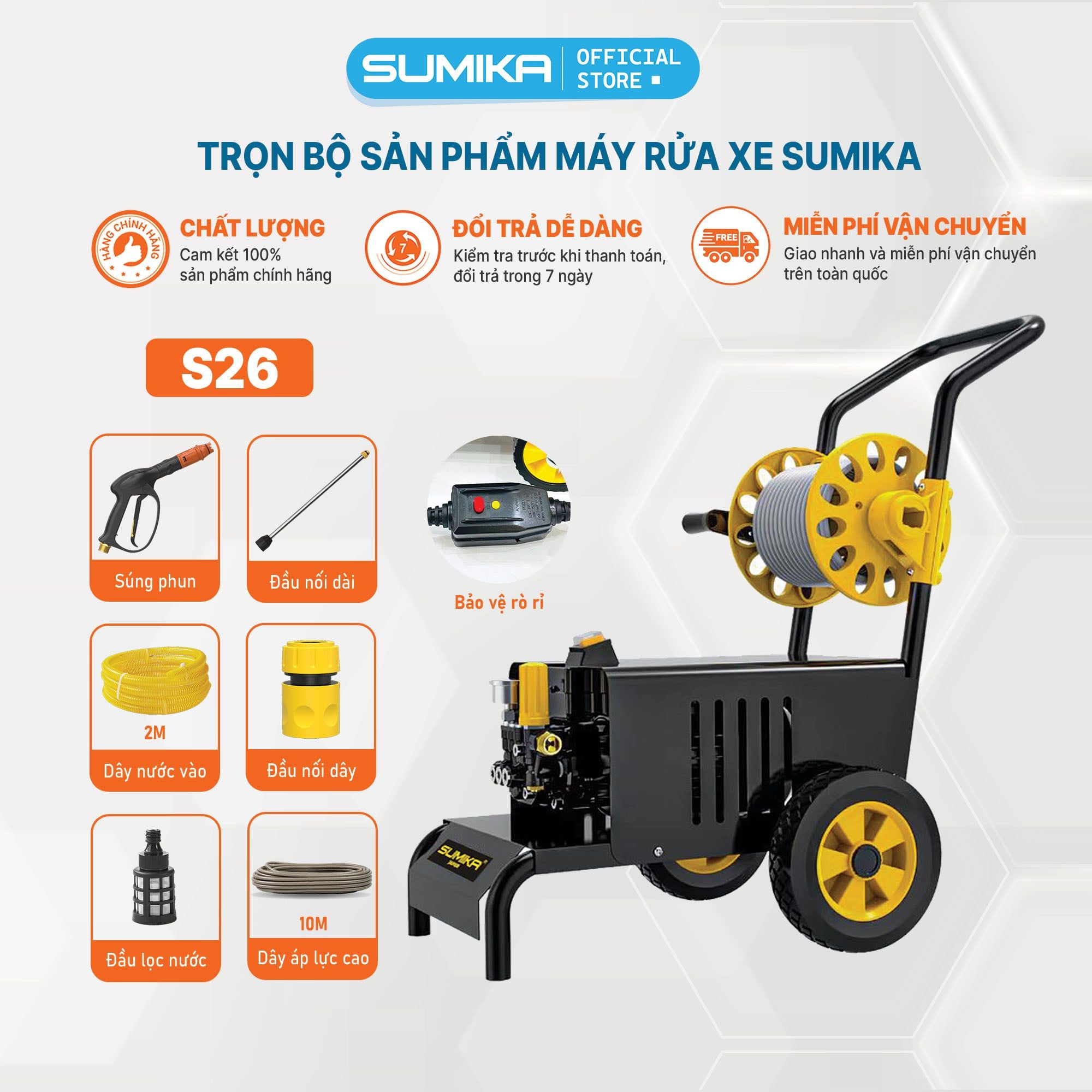Máy phun bắn tia nước áp lực cao Sumika. Model: S26