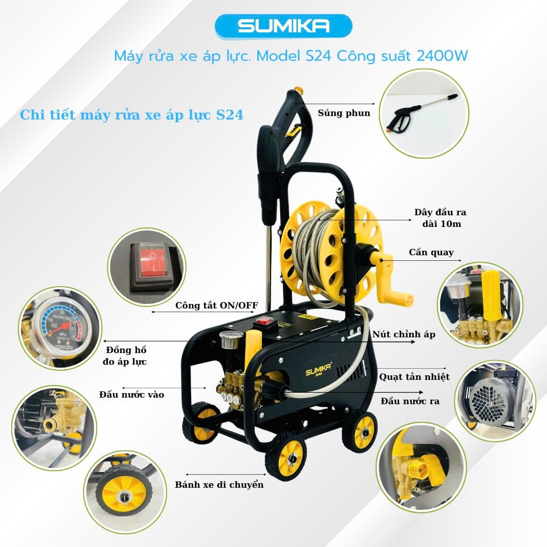 Máy phun bắn tia nước áp lực cao Sumika. Model: S24