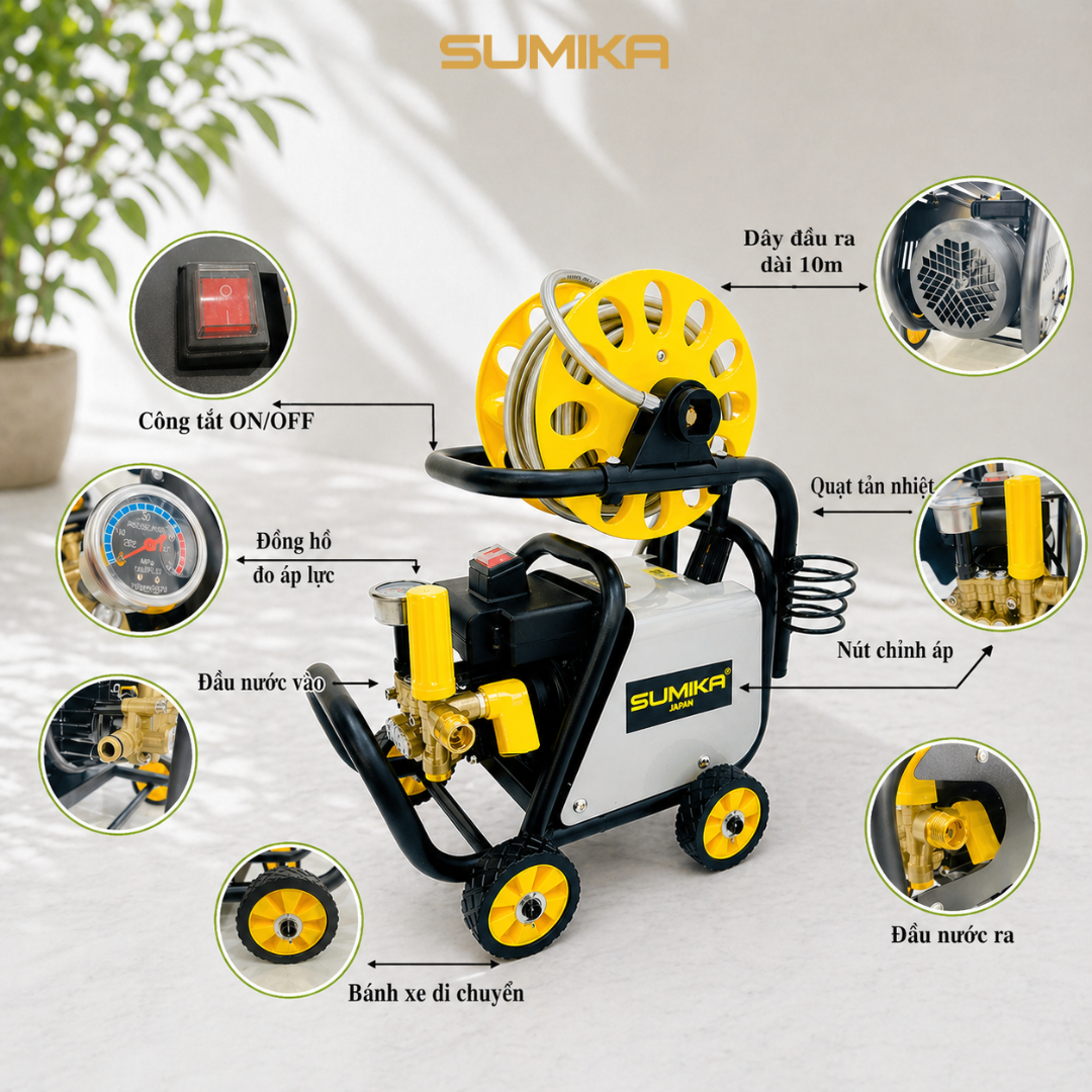 Máy phun bắn tia nước áp lực cao Sumika. Model: S25