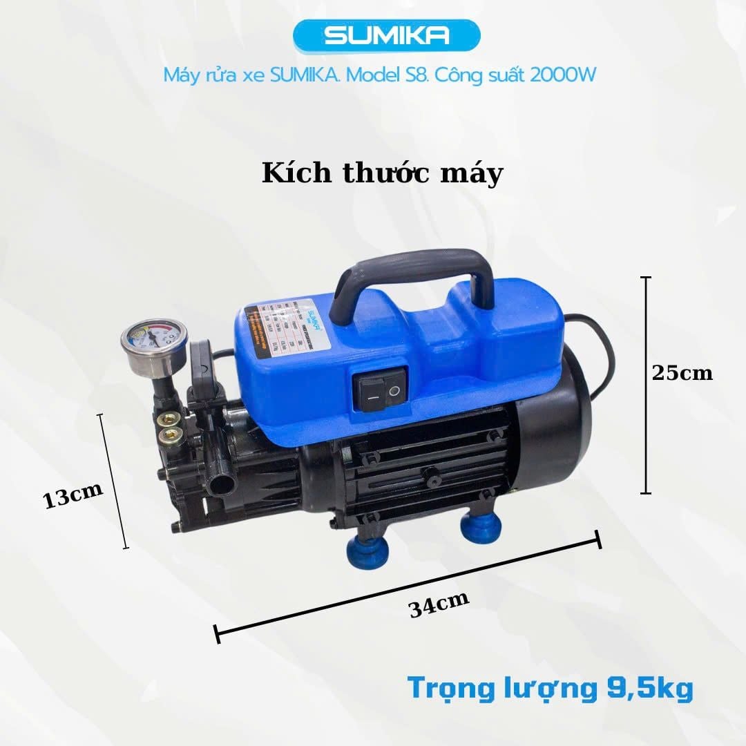 Máy phun bắn tia nước áp lực cao Sumika dùng điện, 80-120bar, 2800RPM. Model: S8