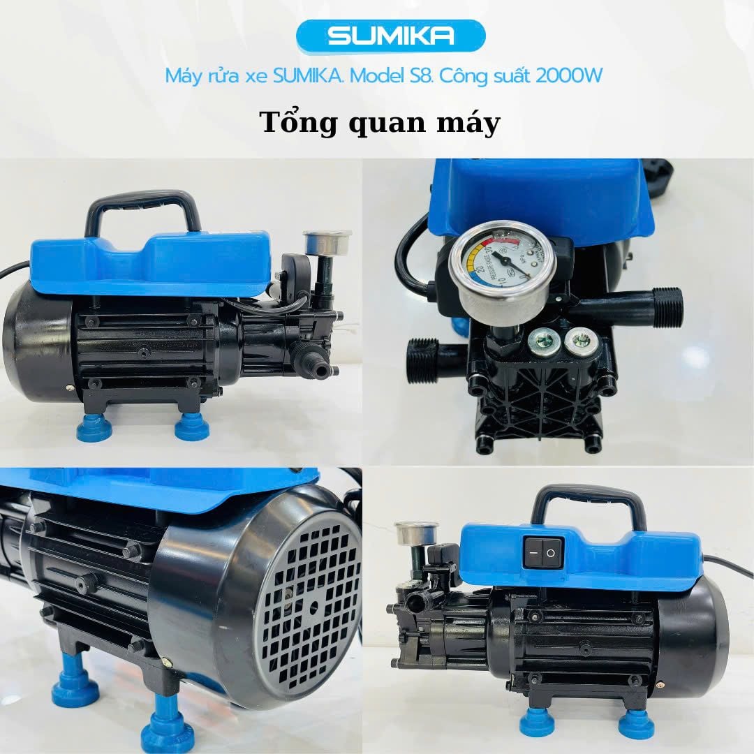 Máy phun bắn tia nước áp lực cao Sumika dùng điện, 80-120bar, 2800RPM. Model: S8