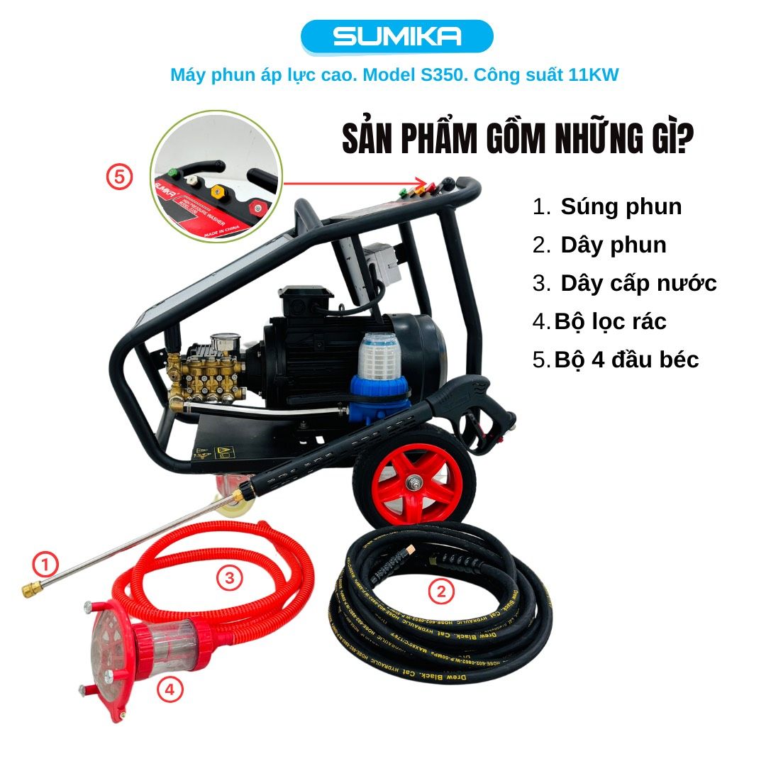 Máy phun bắn tia nước áp lực cao Sumika. Model: S350