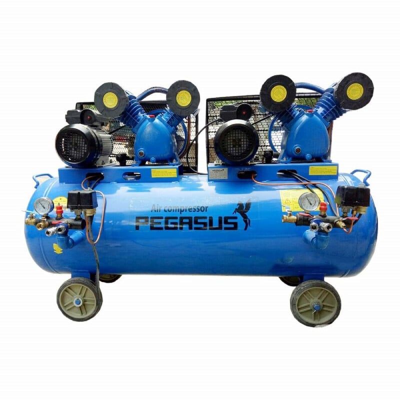 MÁY NÉN KHÍ DÂY ĐAI PEGASUS 2 ĐẦU NÉN, 2 MOTO Model:TM-V-0.25/12.5x2-230L