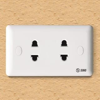Ổ cắm 2 chấu Sino S1982 màu trắng, chất liệu nhựa, dòng S19