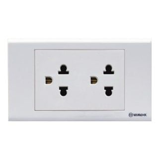 Ổ cắm đôi 3 chấu Sino S18UE2 16A màu trắng, dòng S18