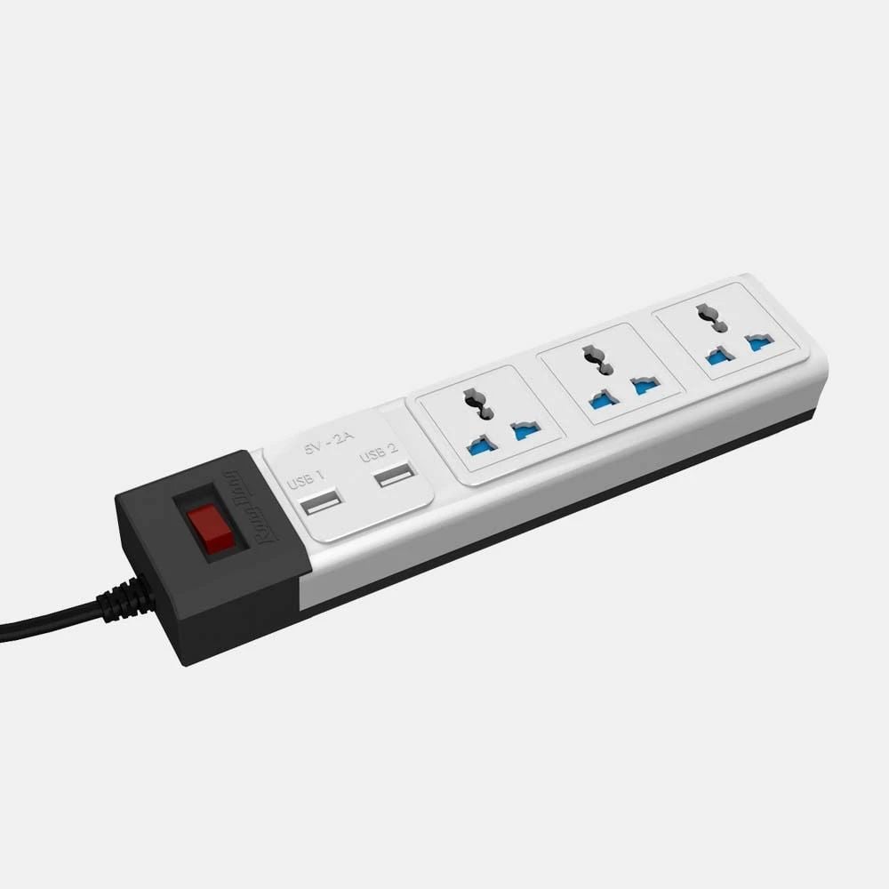Ổ cắm đa năng USB Rạng Đông OC02.USB 3C/3M/10A, tối đa 2500W