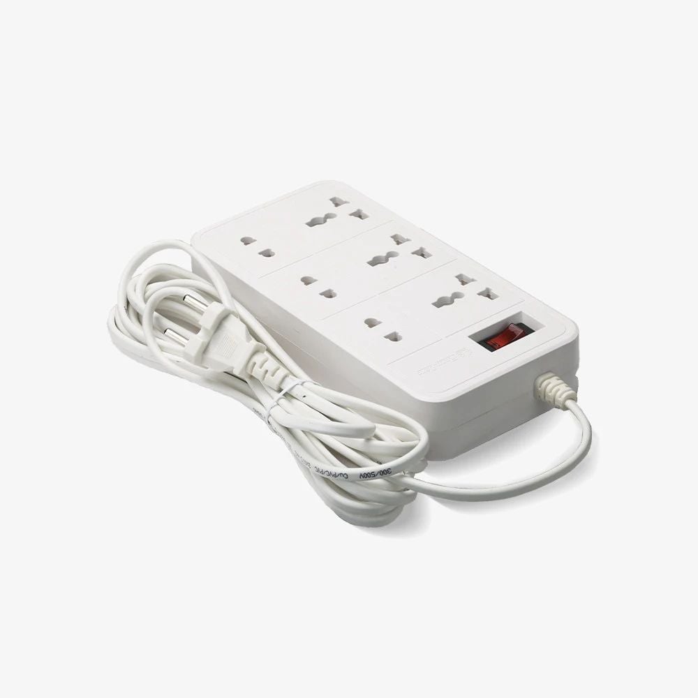Ổ cắm đa năng Rạng Đông OC06.V2 6C 10A 2500W, dây 2m/5m, màu trắng/đen