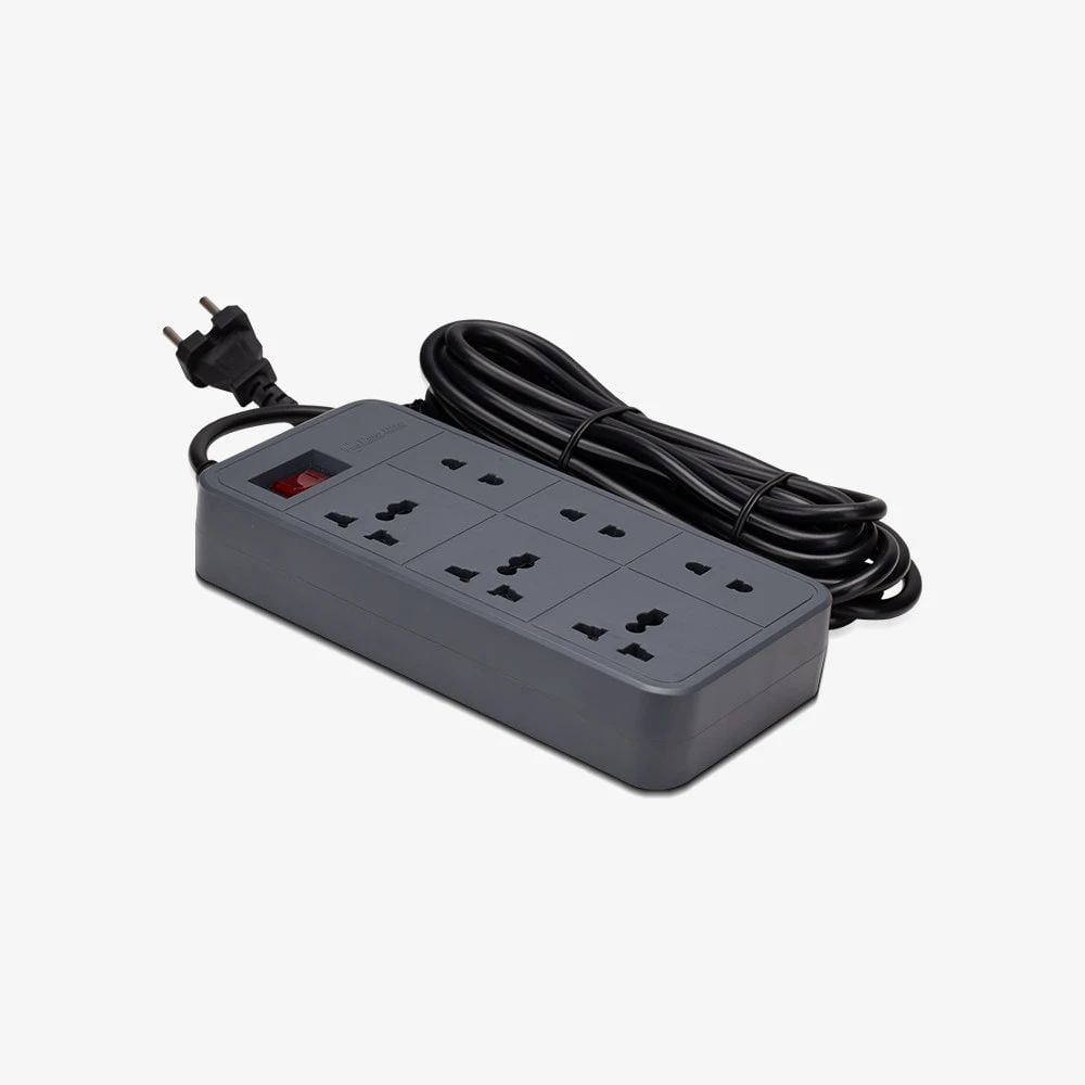 Ổ cắm đa năng Rạng Đông OC06.V2 6C 10A 2500W, dây 2m/5m, màu trắng/đen
