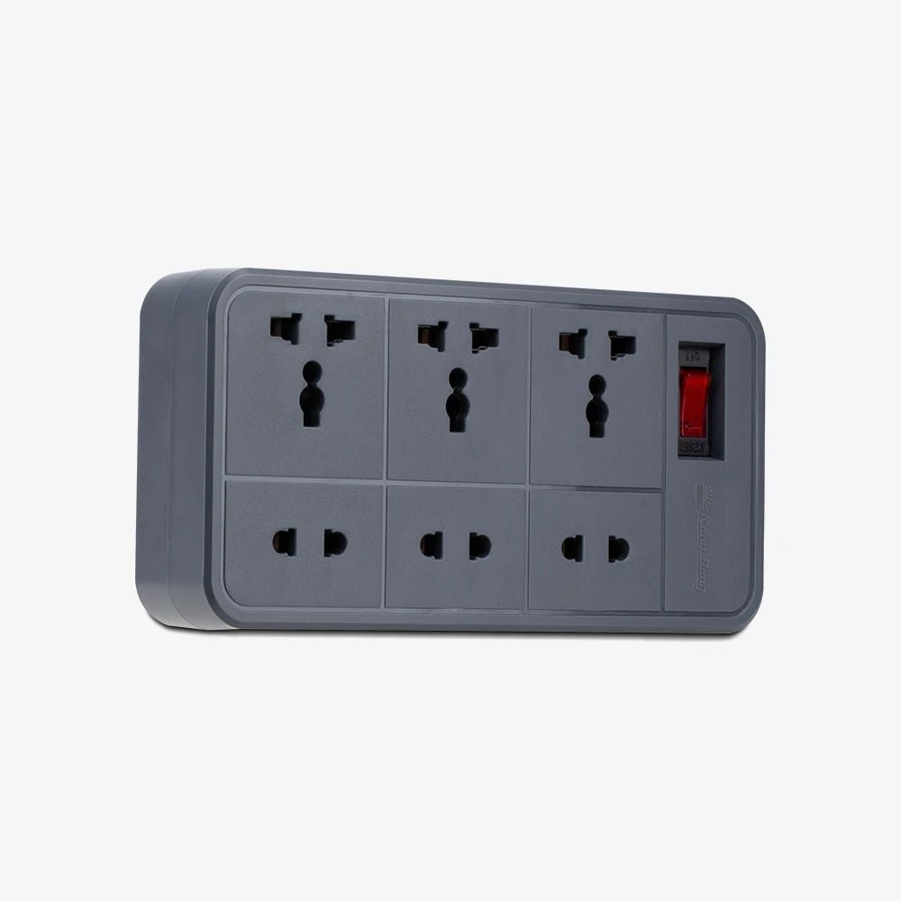 Ổ cắm đa năng Rạng Đông OC06.V2 6C 10A 2500W, dây 2m/5m, màu trắng/đen