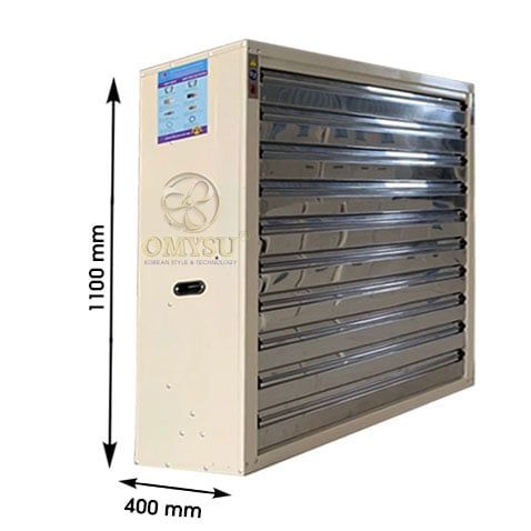 Quạt thông gió vuông Omysu BMF1100 (220V/380V)(Vỏ tôn kẽm sơn tĩnh điện cánh Inox, chớp Inox)