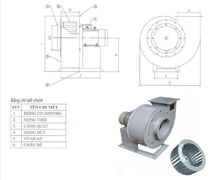 Quạt Hút Ly Tâm Thấp Áp QLT (6P01 / 6P02 / 6P03 / 6P05 / 6P7.5 / 6P10 / 6P15 / 6P20 / 6P25 / 6P30 / 6P40)