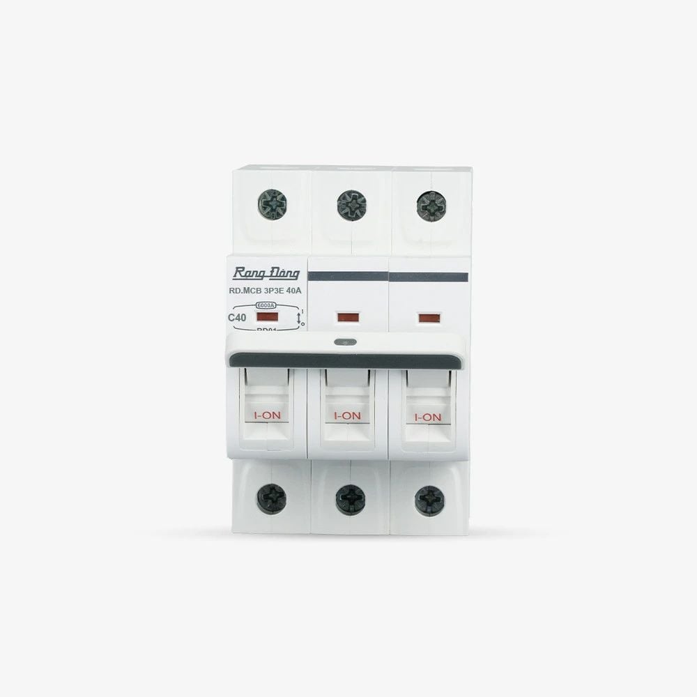 Aptomat ngắn mạch Rạng Đông RD.MCB 3P3E 40A 6kA kiểu C, gắn ray DIN