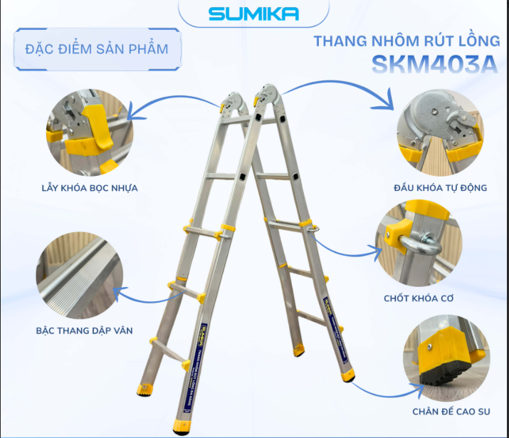 Thang Nhôm Rút Lồng Sumika. Model: SKM403A