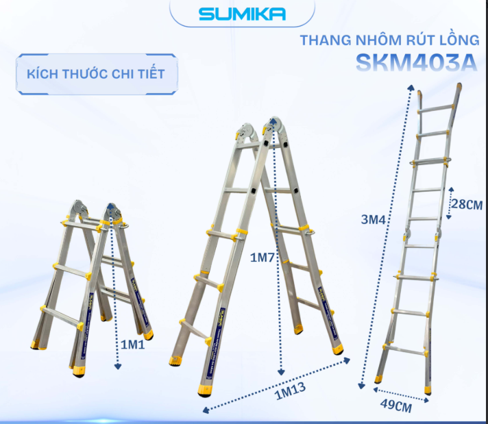 Thang Nhôm Rút Lồng Sumika. Model: SKM403A