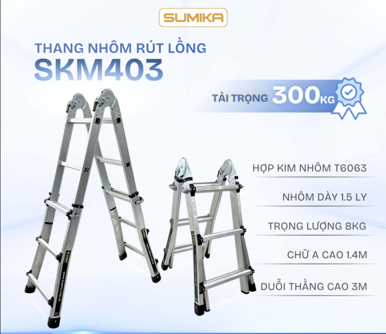 Thang Nhôm Rút Lồng Sumika. Model: SKM403