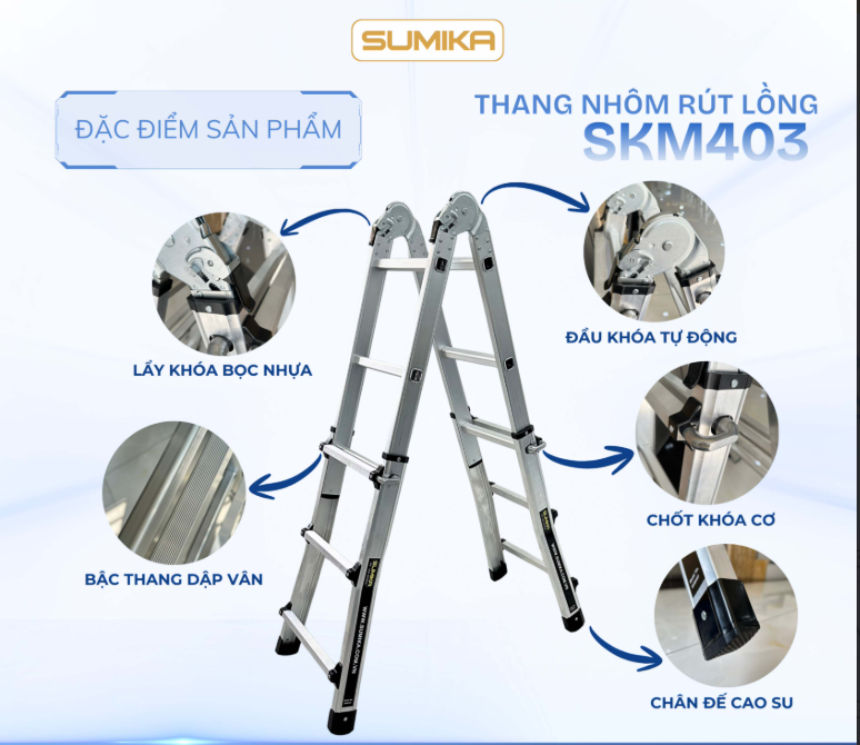 Thang Nhôm Rút Lồng Sumika. Model: SKM403