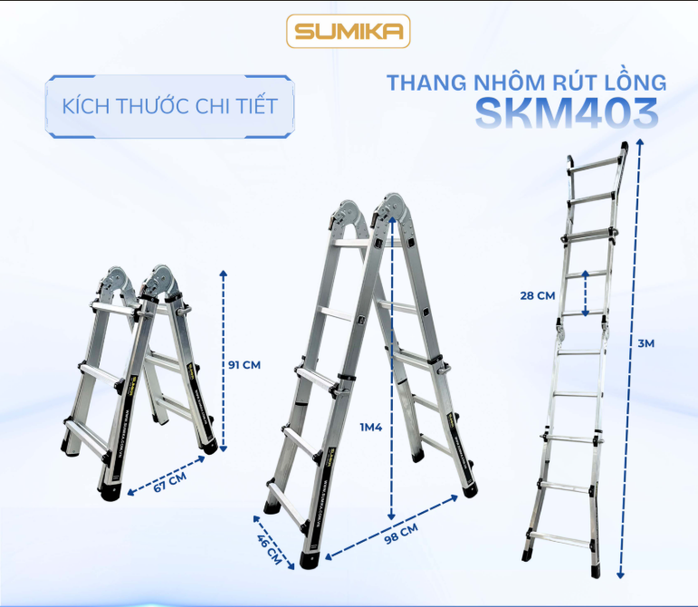 Thang Nhôm Rút Lồng Sumika. Model: SKM403