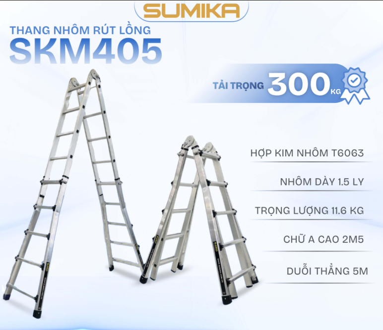 Thang Nhôm Rút Lồng Sumika. Model: SKM405