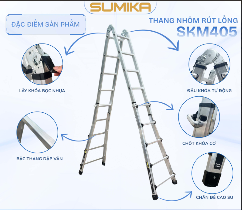 Thang Nhôm Rút Lồng Sumika. Model: SKM405