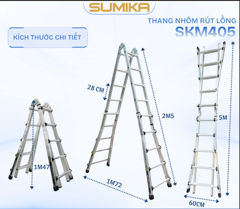 Thang Nhôm Rút Lồng Sumika. Model: SKM405