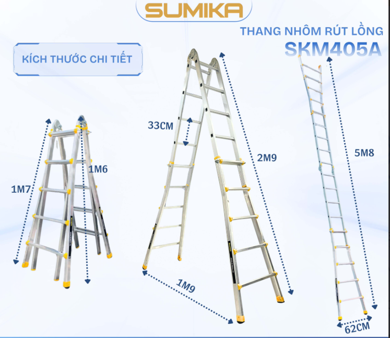 Thang Nhôm Rút Lồng đa năng Sumika. Model: SKM405A