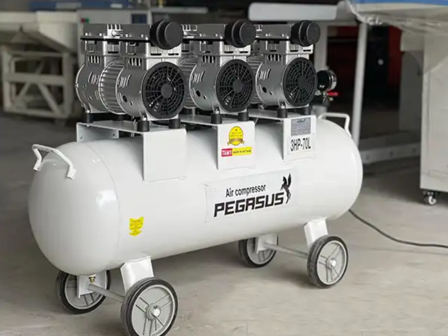 MÁY NÉN KHÍ KHÔNG DẦU,GIẢM ÂM PEGASUS TM-OF750x3- 70L