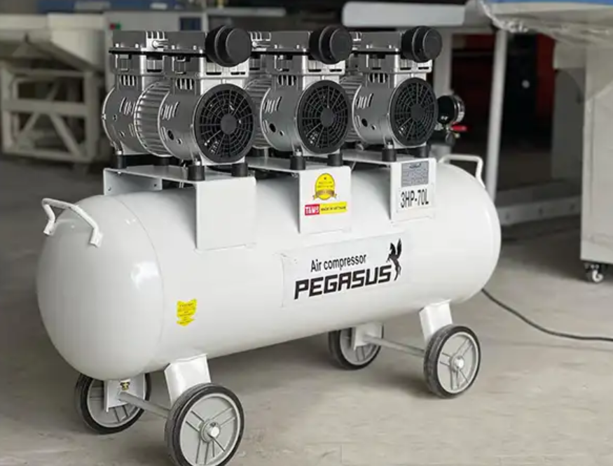 MÁY NÉN KHÍ KHÔNG DẦU,GIẢM ÂM PEGASUS TM-OF750x3 - 120L