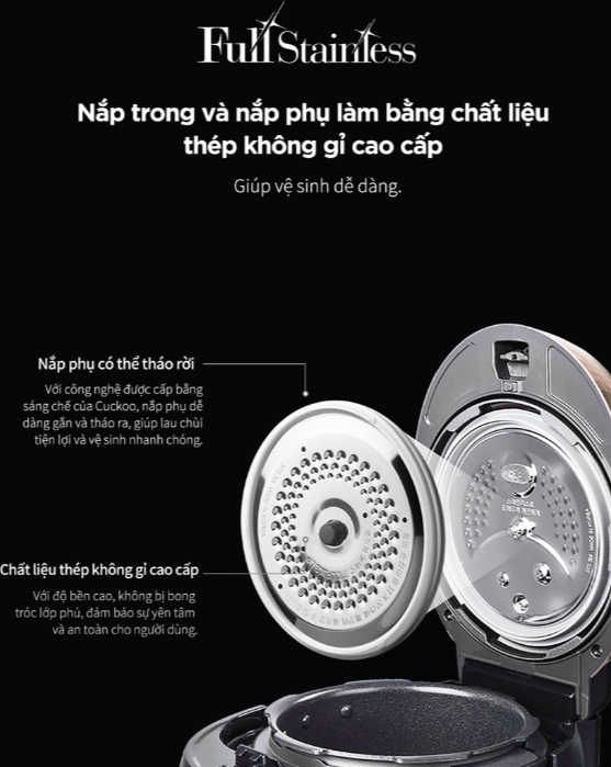 Nồi cơm điện tử áp suất Cuckoo CRP-R1000F/BKGBCRVNCV 1.8L