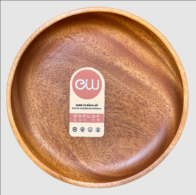 Dĩa tròn gỗ xà cừ Eonwon 20cm DC-EW300
