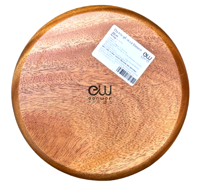 Dĩa tròn gỗ xà cừ Eonwon 20cm DC-EW300