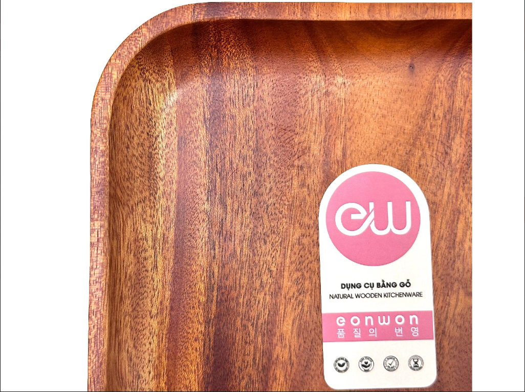 Dĩa vuông gỗ xà cừ Eonwon 20cm DC-EW302