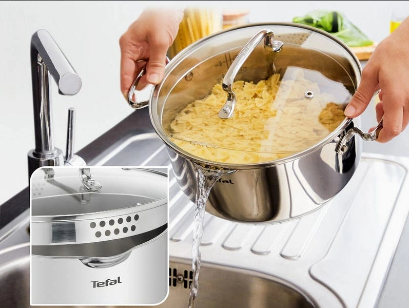 Nồi inox nắp kính Tefal Duetto Plus 22cm (G7197955/G7197956)/ 24cm (G7194655/G7194656) /28cm (G7196455/G7196456)