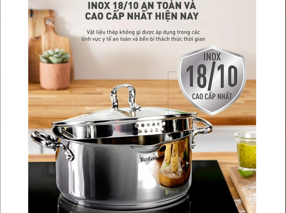 Nồi inox nắp kính Tefal Duetto Plus 22cm (G7197955/G7197956)/ 24cm (G7194655/G7194656) /28cm (G7196455/G7196456)