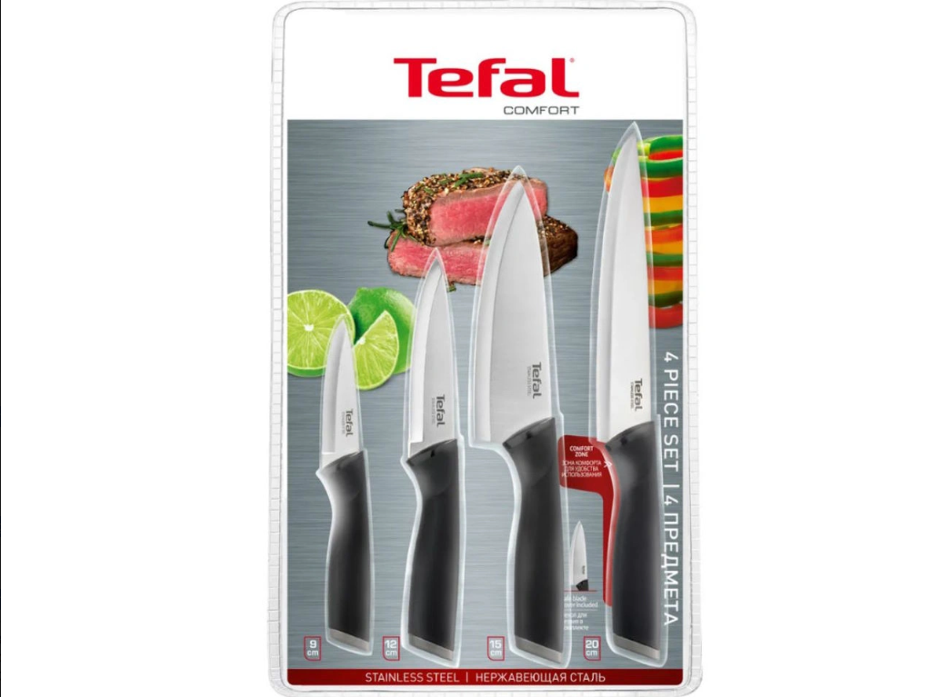 Bộ dao làm bếp 4 món Tefal Comfort K221S475 - 9cm, 12cm, 15cm, 20cm