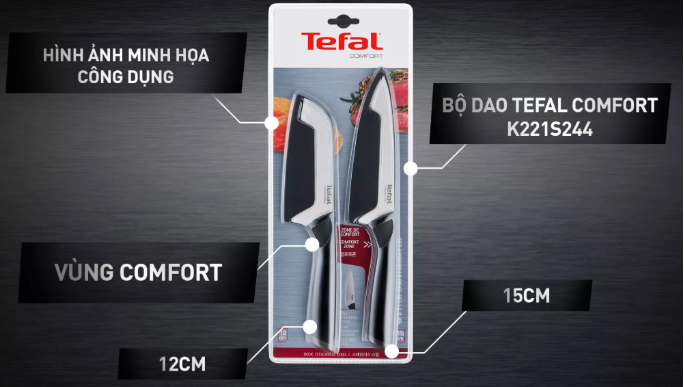 Bộ dao Tefal Comfort  K221S244 15cm và 12cm