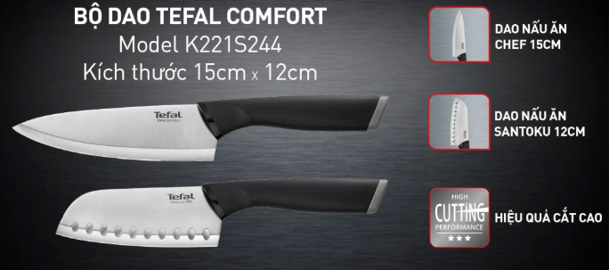 Bộ dao Tefal Comfort  K221S244 15cm và 12cm
