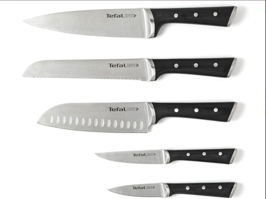 Bộ dao 5 món và kệ dao gỗ Tefal Ice Force K232S574