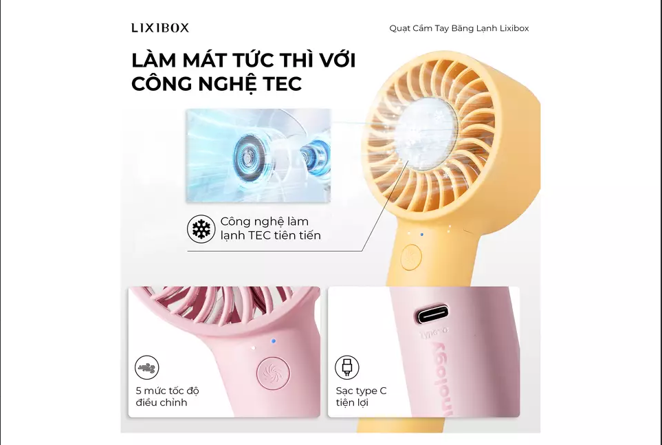 Quạt Cầm Tay Băng Lạnh Lixibox Handheld Refrigeration Fan