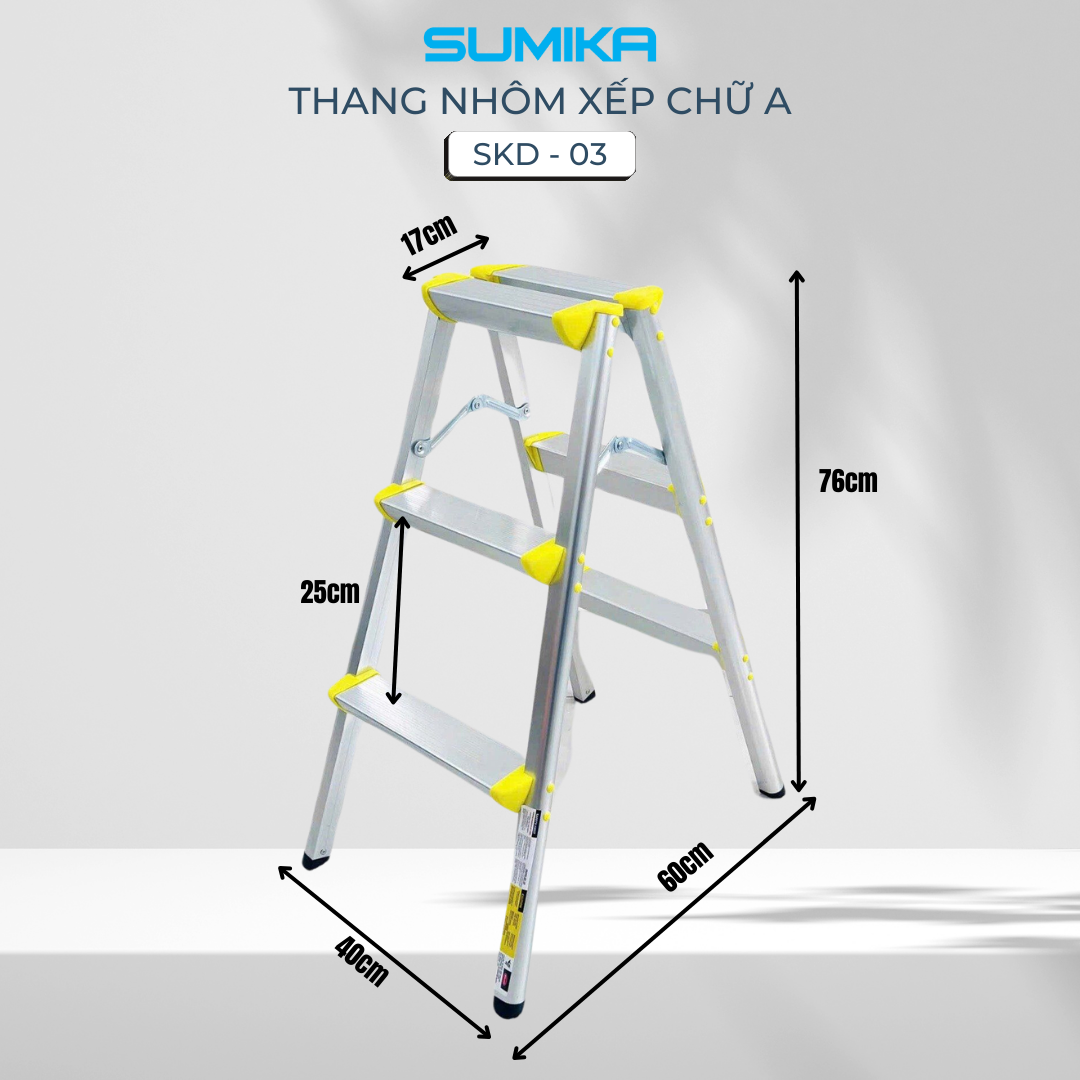 Thang nhôm xếp chữ A Sumika SKD03, chiều cao 76cm