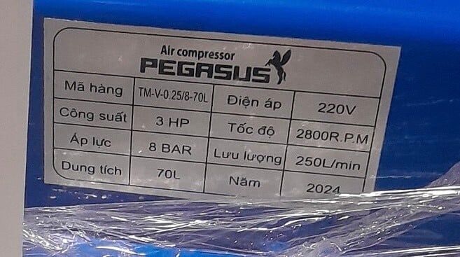 MÁY NÉN KHÍ DÂY ĐAI PEGASUS TM-V-0.17/8-70L-120L-180L