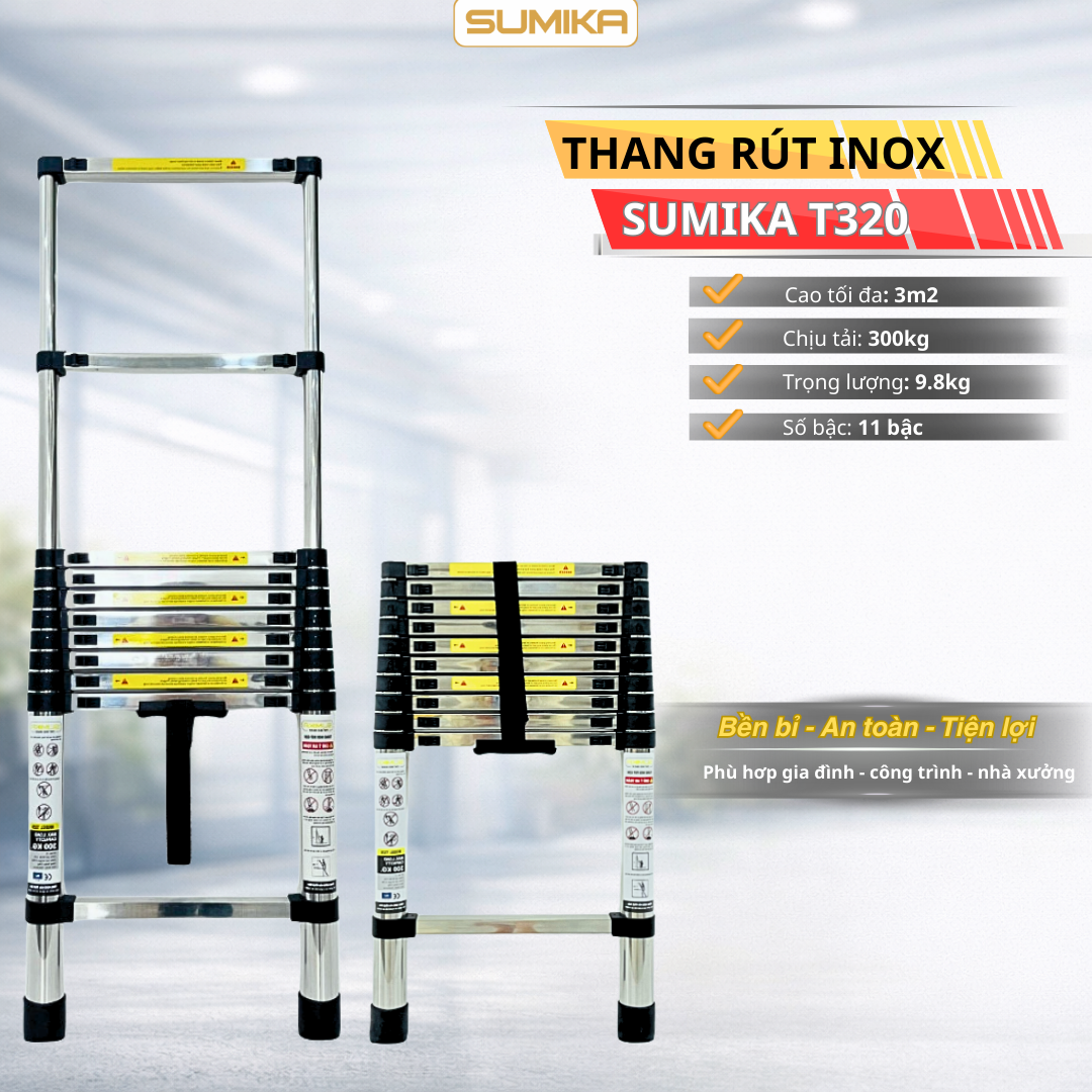 Thang rút inox Sumika T320 (chiều cao 3.2m)