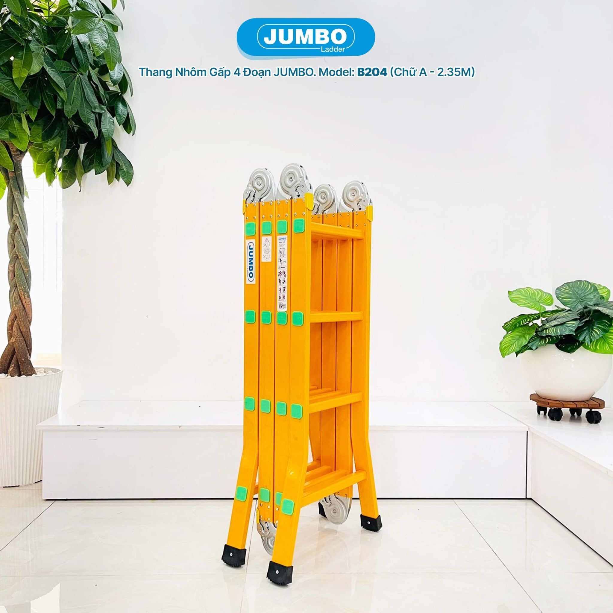 Thang nhôm gấp đa năng, 16 bậc Jumbo. Model: B204