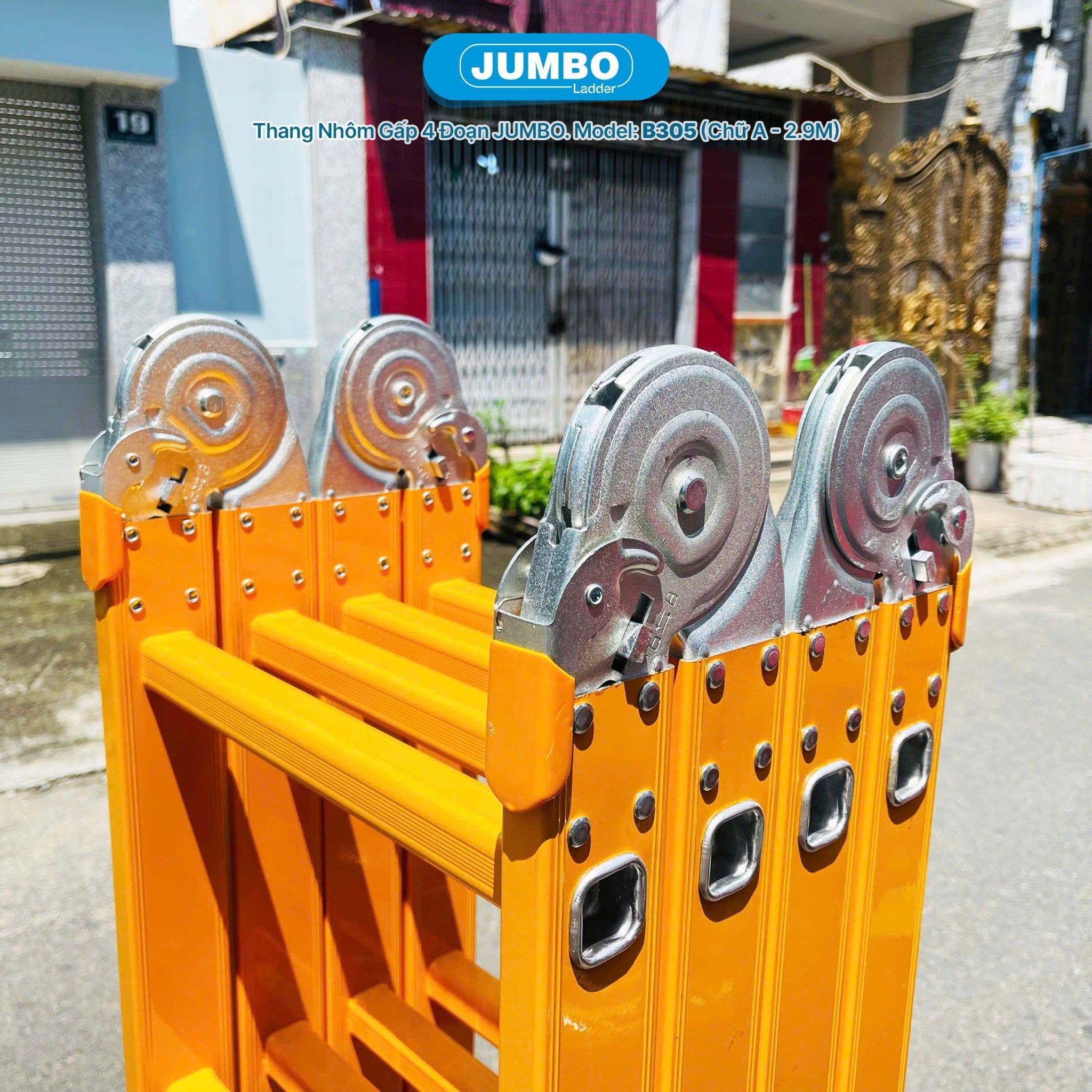 Thang nhôm gấp 4 đoạn JUMBO B305, chữ A cao 2.9m