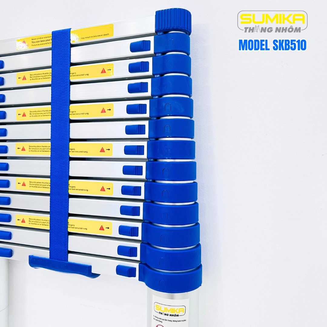 Thang nhôm rút Sumika SKB510, đai xanh, chiều cao 5.1m