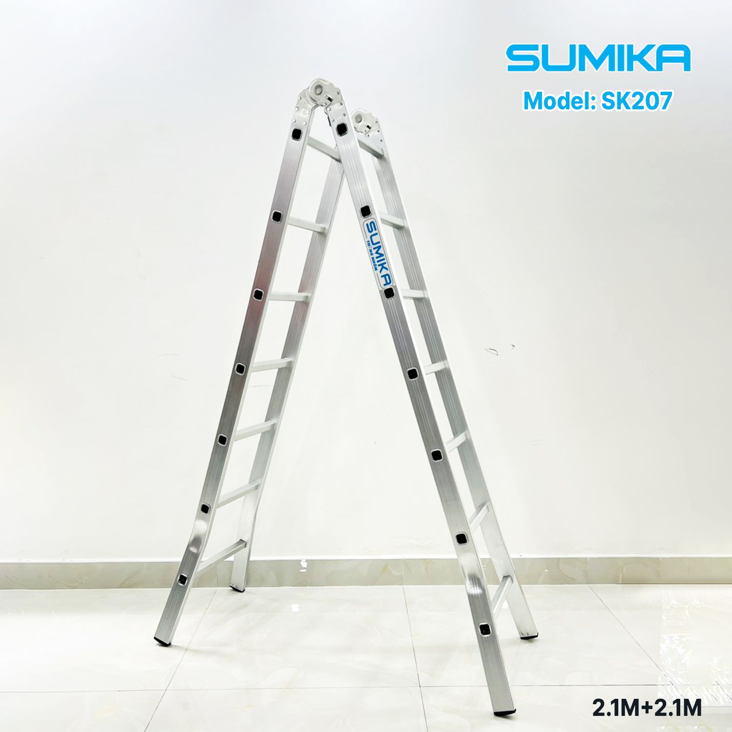 Thang nhôm xếp chữ A SUMIKA SK207, chữ A cao 2.1m