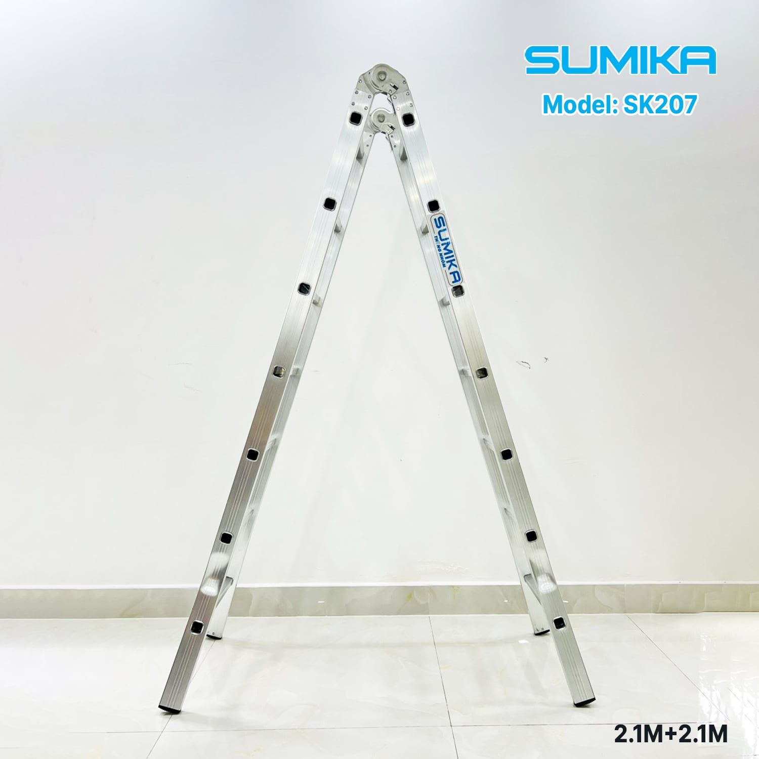 Thang nhôm xếp chữ A SUMIKA SK207, chữ A cao 2.1m