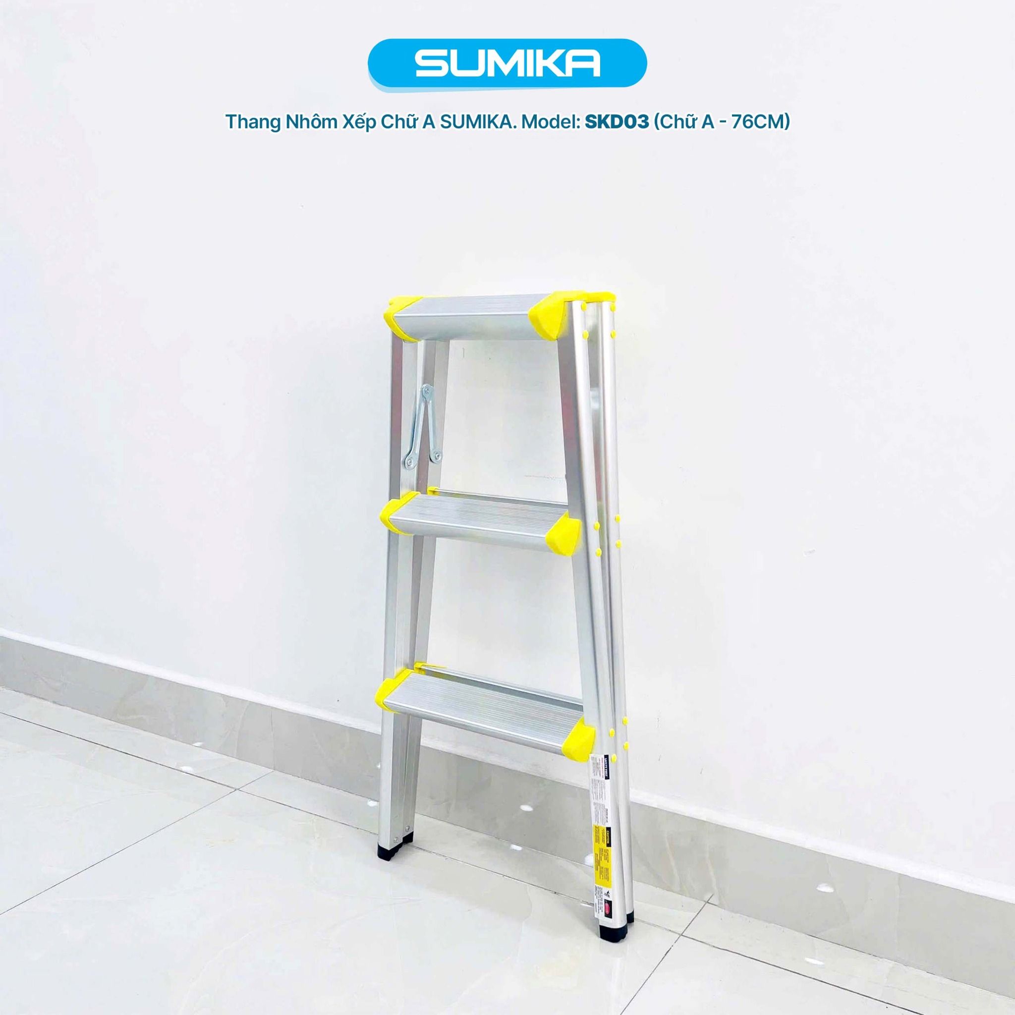 Thang nhôm xếp chữ A Sumika SKD03, chiều cao 76cm