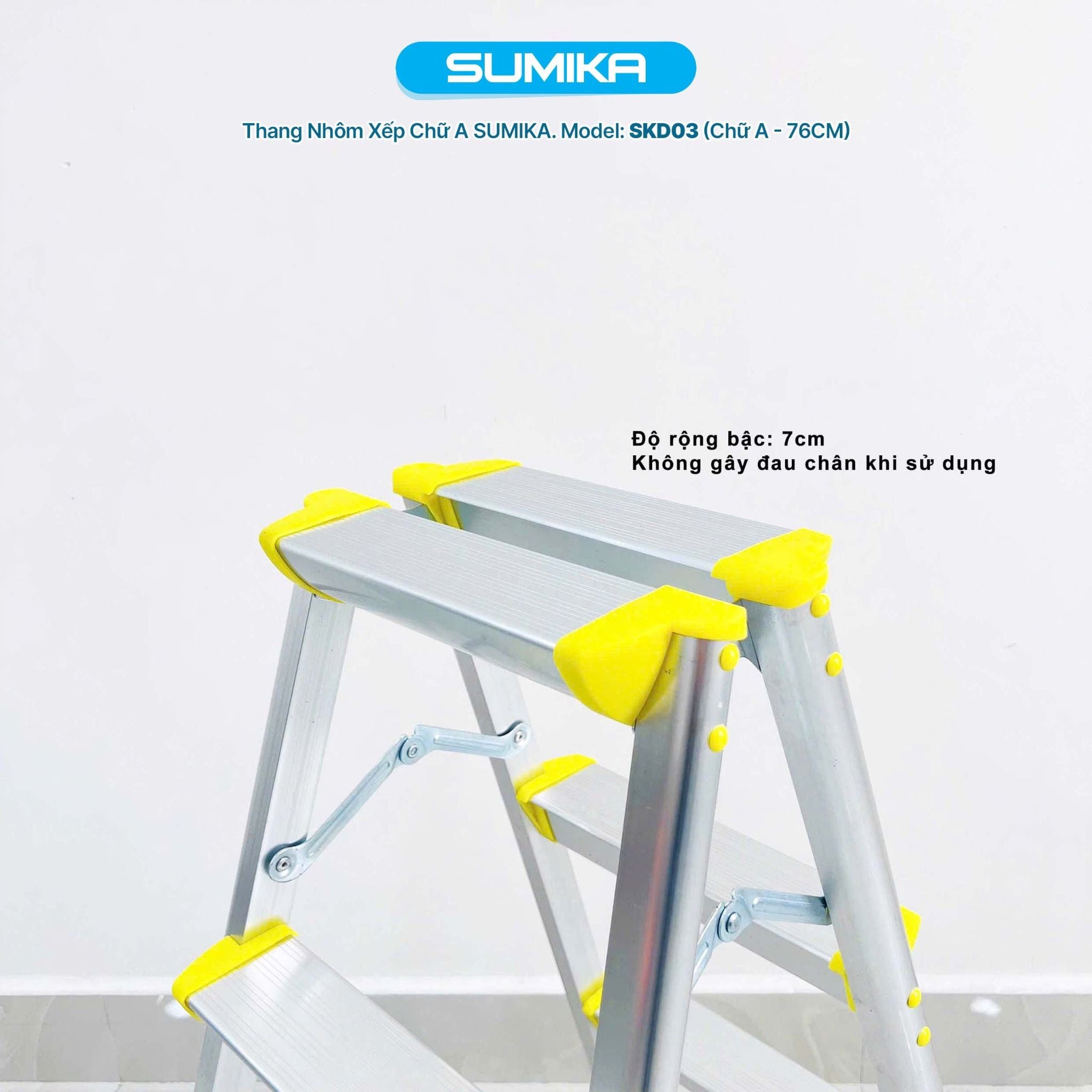 Thang nhôm xếp chữ A Sumika SKD03, chiều cao 76cm