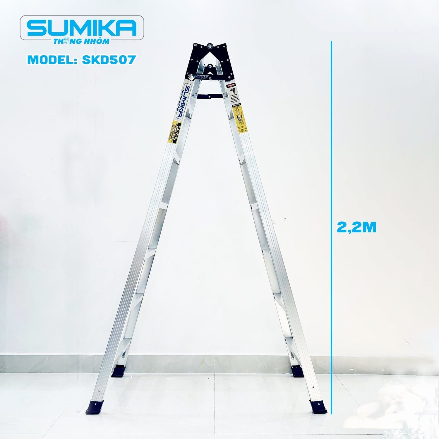 Thang nhôm xếp chữ A SUMIKA SK206, chữ A cao 1.7m